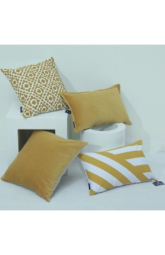 Aitliving Cotton Velvet 1 pc Cotton Cushion Cover Yellow Ochre 16x16 inches(40x40cm)