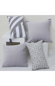 Aitliving Cotton Velvet 1 pc Cotton Cushion Cover Silver Grey 12x18 inches(30.5x46cm)