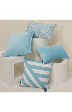 Aitliving Cotton Velvet 1 pc Cotton Cushion Cover Sky Blue 16x16 inches(40x40cm)